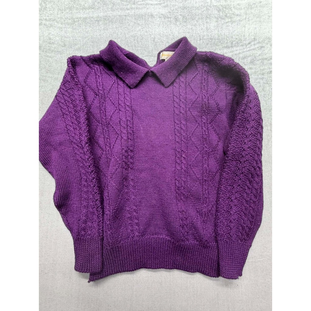 Brooks Brother 100% Wool Womens Sweater Purple Collared‎ Size Small